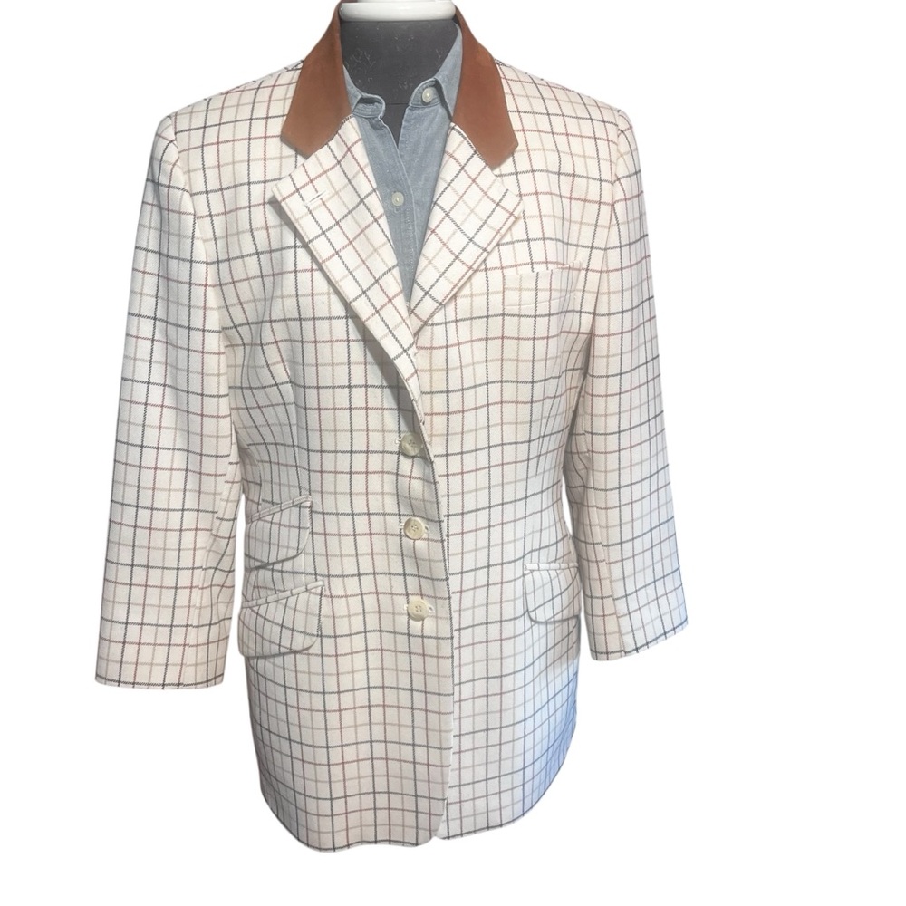 Daks Signature Houndstooth Windowpane Wool Riding Blazer Large/14 Wool - Picture 12 of 12